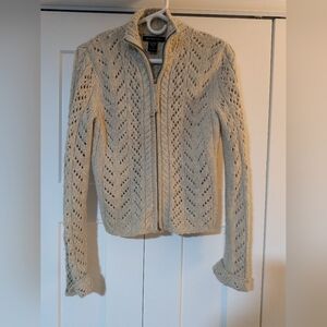 Abercrombie & Fitch Cardigan Women Medium Lambswool Shacket Sweater Cable Core